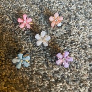 Colorful Flower Hair Clips Set 5 mini flower hair clips
